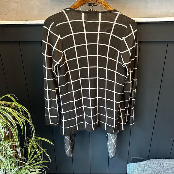 Stitch Fix Pink Clover Krista Windowpane‎ Open Tie Cardigan Sz Medium - Picture 2 of 13